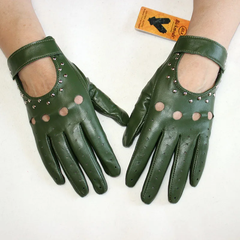 ArmyGreen Козья кожа Новые кожаные перчатки женские тонкие стильные однослойные овчины модные дышащие весенние и летние перчатки для вождения - Цвет: ArmyGreen