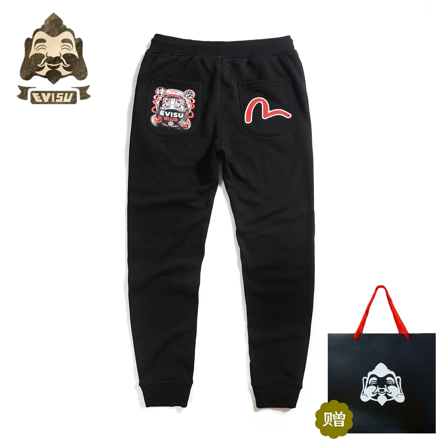 Tide бренд Evisu модные трендовые мужские брюки хлопковые мужские и женские парные набивные спортивные штаны повседневные брюки теплые дышащие брюки