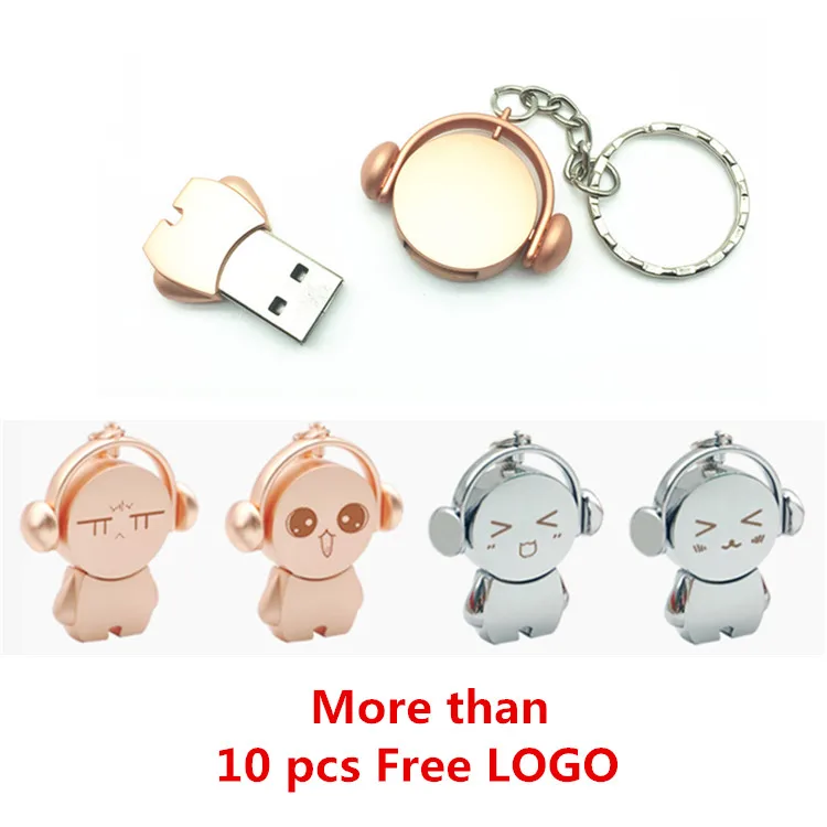 Custom LOGO милый металлический флеш накопитель 32 ГБ/64 ГБ музыкальный человек USB 4 8 16