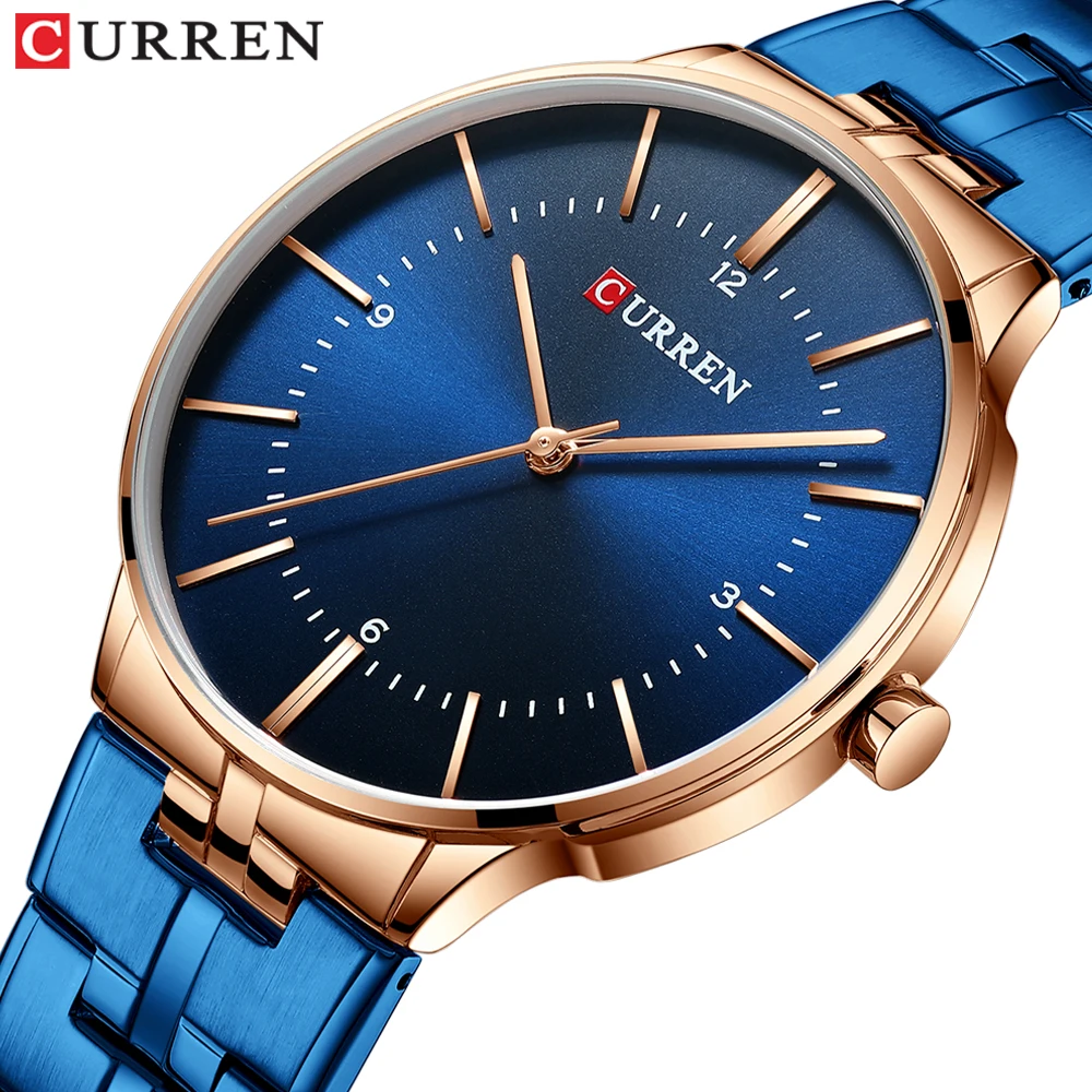 

CURREN Reloj Hombre 2019 Newest Mens Watches Fashion Watch Stainless Steel Band Waterproof Quartz Watch For Men Blue Clock