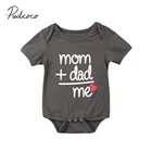Детский комбинезон с принтом Мама и папа, с коротким рукавом