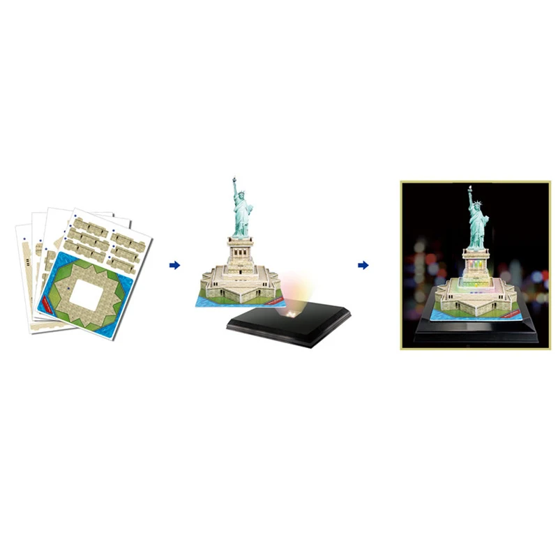 Детские игрушки кубических Fun 3D головоломка с из светодиодов статуя свободы