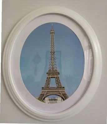 Белый 1 шт. Классическая овальная фоторамка украшение стены эллипс фоторамка белый коричневый черный настенные рамки свадебный подарок - Цвет: Белый