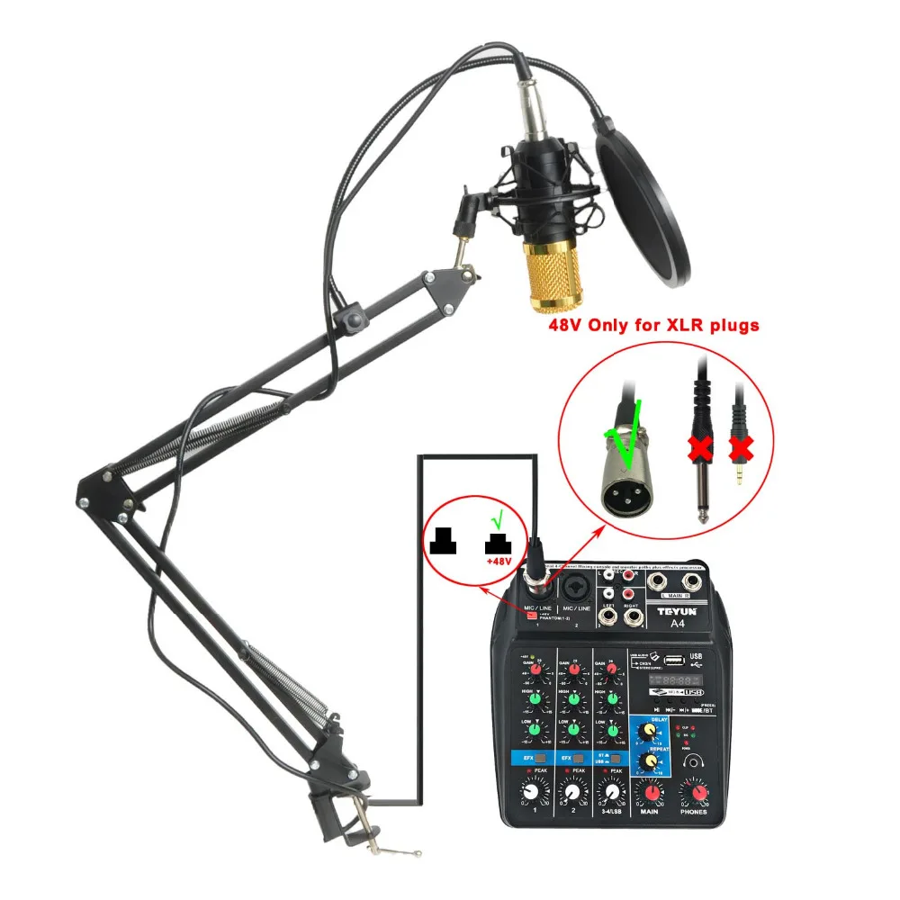BM 800 KIT проводной конденсаторный звуковой микрофон с подставкой + металлическое