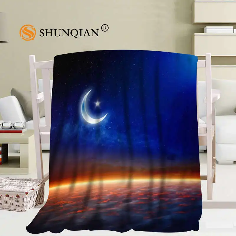 barato Personalizado Lua E Noite Cobertor Macio Diy Imagem Decoração Quarto Tamanho 56x8 0 Polegada, 50x6 0 Polegada, 40x5 0 Polegada A7.10