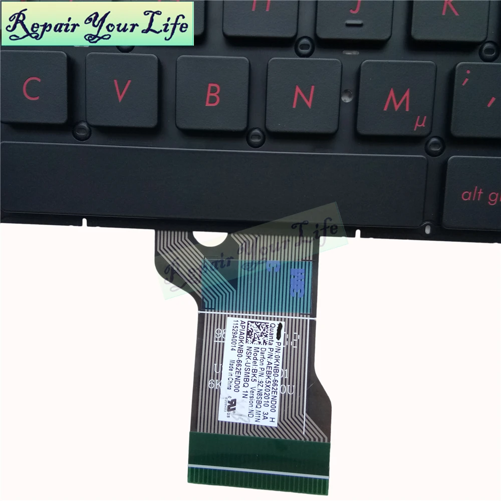 Клавиатура для ноутбука ASUS N501 G501 N501JW UX501JW ND NE Norway черный красный ключ верхний