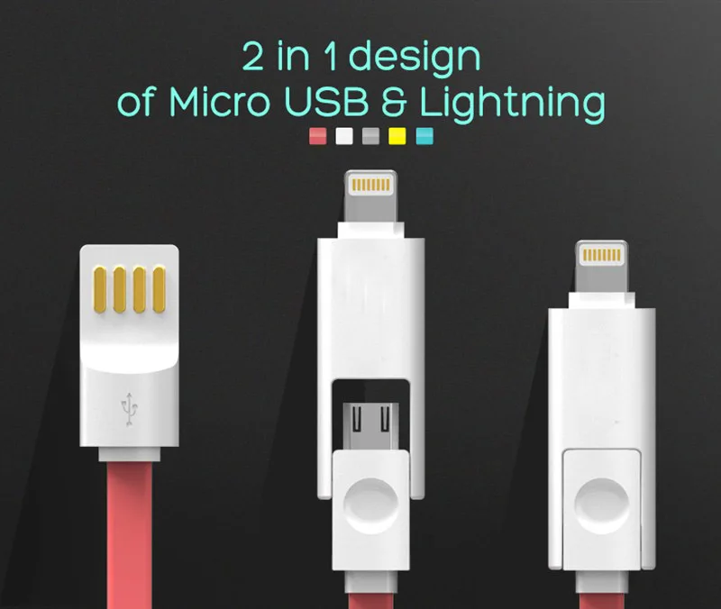 ENJOY уникальный 2 в 1 Lightning и Micro USB кабель для передачи данных зарядки iPhone 7 6 6s Plus 5S