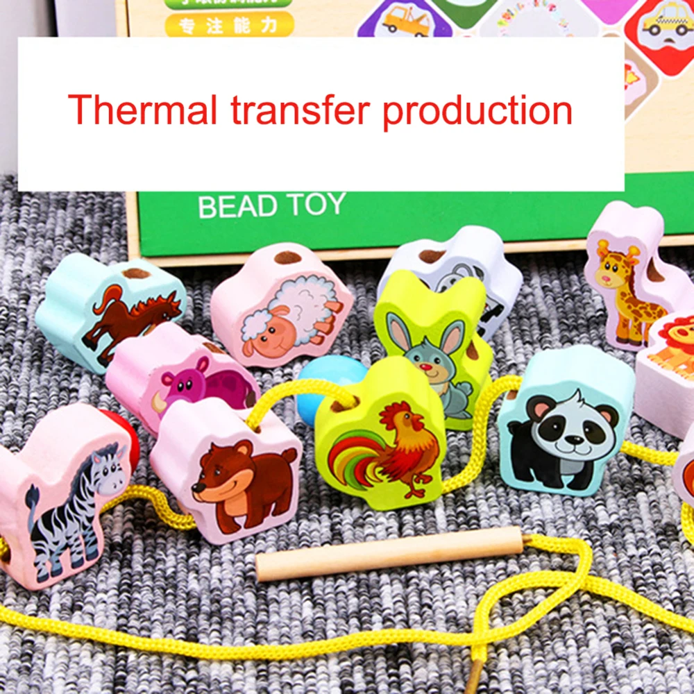 

Children Wooden Early Education Handwork Threading Beaded Baby Toy