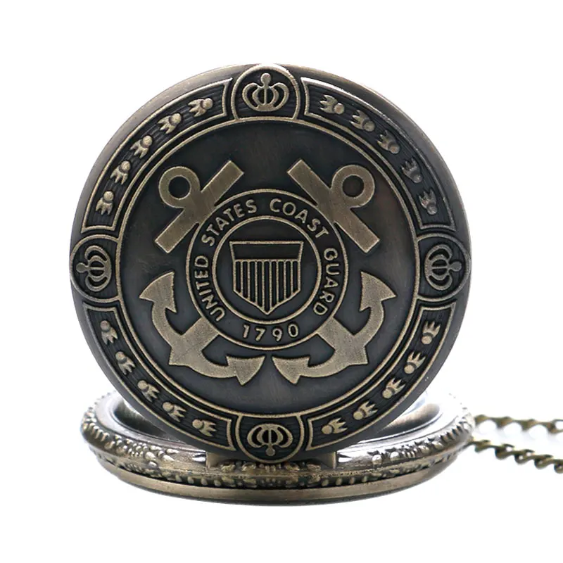 Vintage Bronze Quartz Pocket Watch 1790 United States Coast Guard Fob Clock Men Women Necklace Gift With Bag P954 | Наручные часы