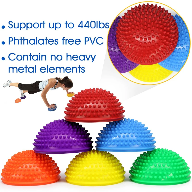 16cm Yoga Ball PVC Inflatable Massage Point Half Fit Pilates Fitness Exercise Balancing Stepping Stones | Спорт и развлечения