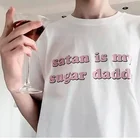 PUDO-JBH летний модный топ сатаны мой папа сахара Tumblr рубашка для девочек Эстетическая одежда сахара Детские Топы Футболка каваи