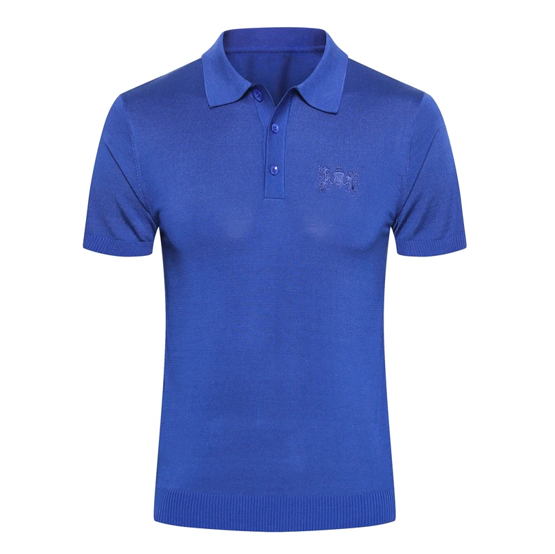 

Billionaire Polo shirt men's silk 2019 summer new Business fashion Embroidered button Checkered printing M-5XL free shipping