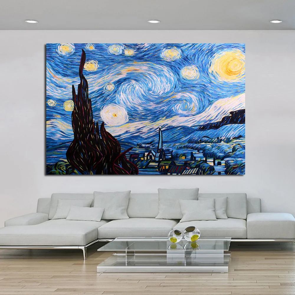 JQHYART Starry Night Poster By Vincent Van Gogh Print Wall Art Oil Painting Picture On Canvas No Frame | Дом и сад