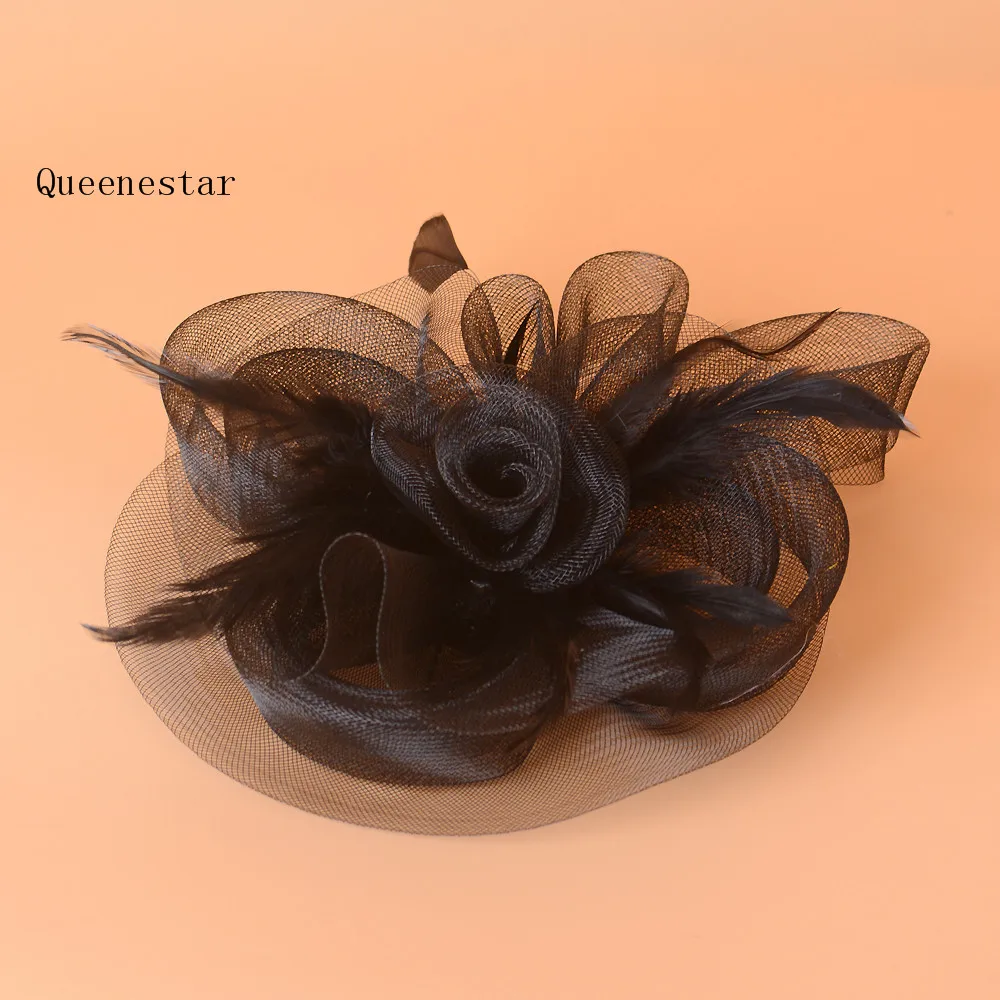 2017 Gauze Mesh Bridal Headdress Red Brown Grey Blue Flower Feather Wedding Hat Fascinator Hairpin Cocktail Party |