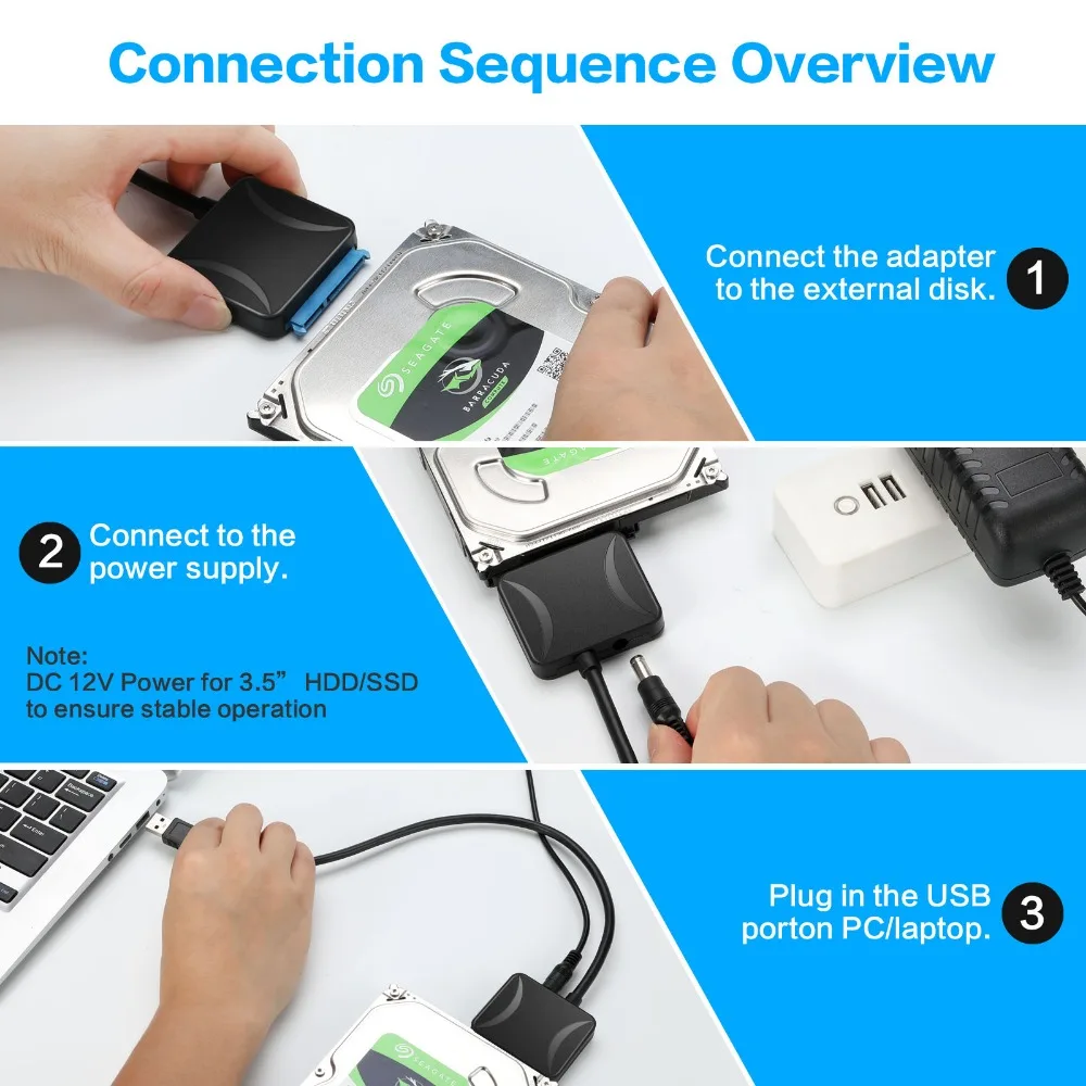 Конвертер для жестких дисков SATA USB 3 0 22-контактный Кабель с адаптером ЕС США