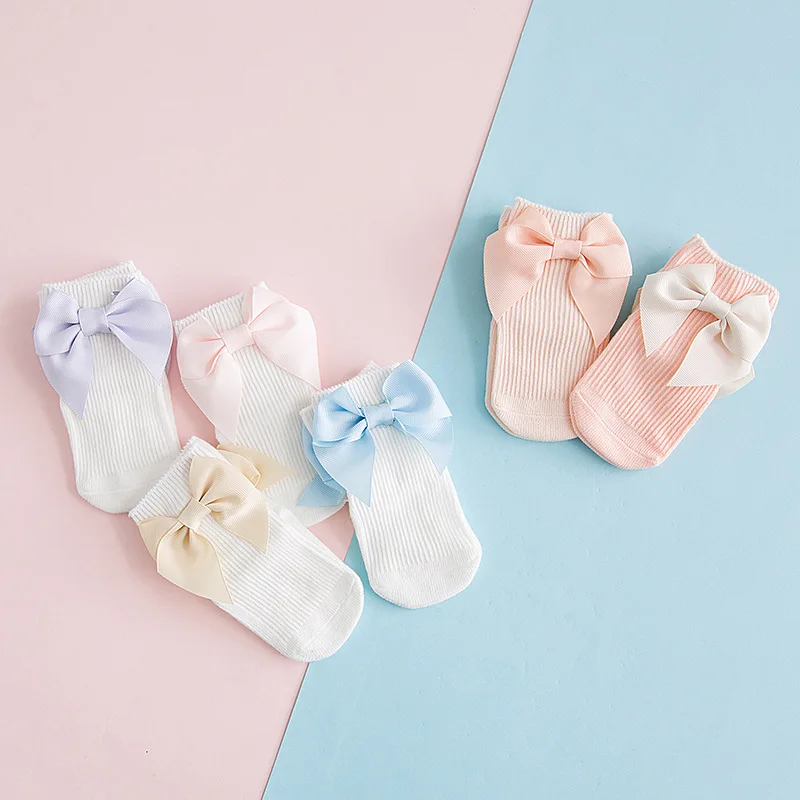 3 пары/партия Хлопковые носки для малышей осень-зима большой бант Узел малыш