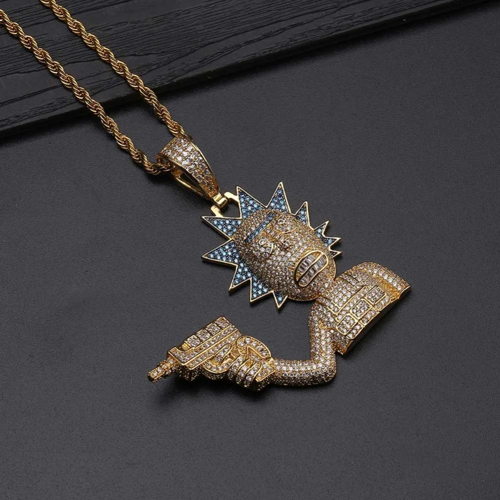 Iced Out Золотой Серебряный цвет цепи персонализированные пистолет человек ожерелье с подвеской de Moda хип-хоп очаровательные ювелирные изделия