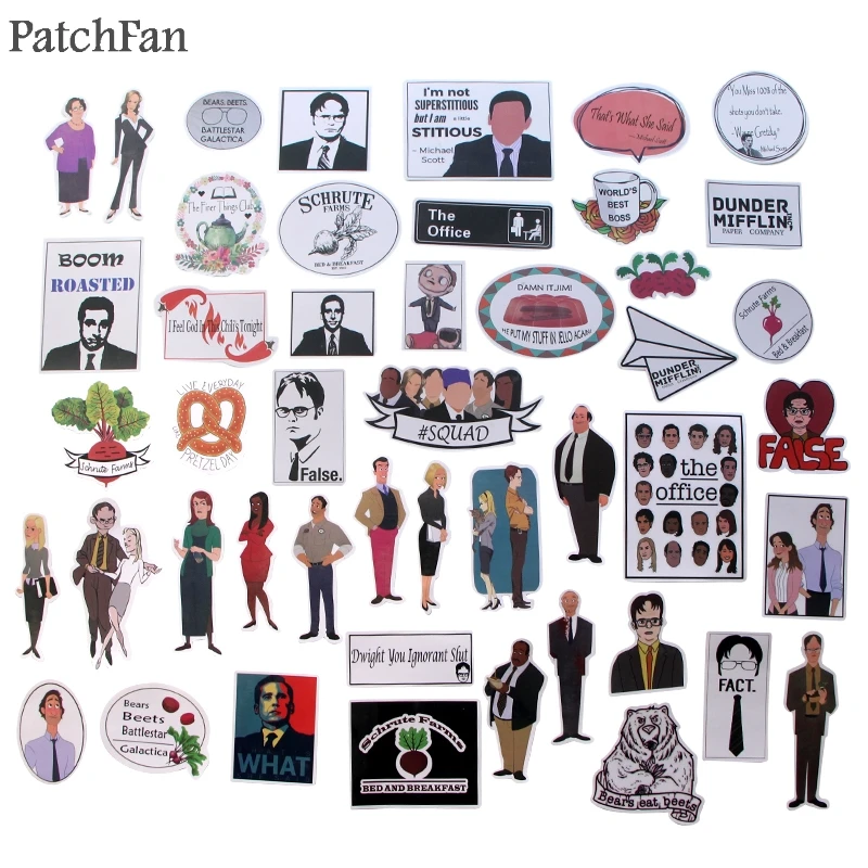 patchfan 46pcs the office funny tv show kids toy sticker for diy scrapbooking album laptop phone notebook decal sticker a1763 free global shipping