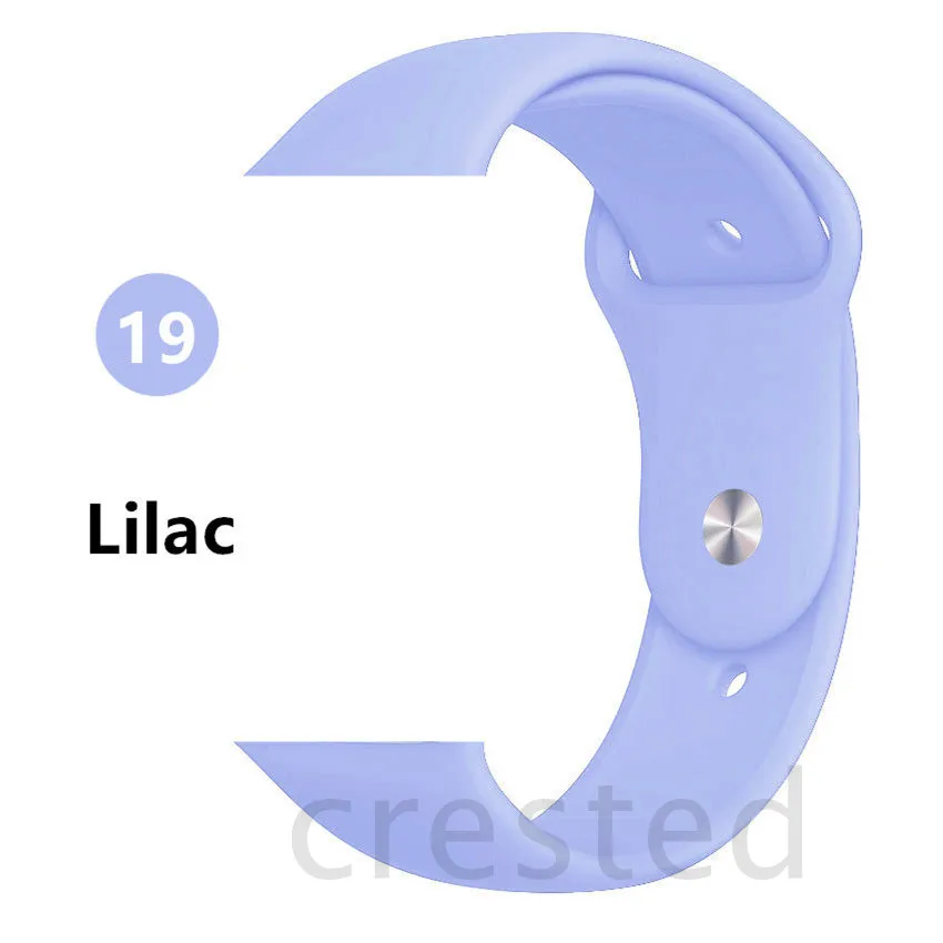 Lilac Силиконовый ремешок для apple watch 4 5 44 мм/40 мм спортивный ремешки для apple watch 3 42 мм/38 мм резиновый ремень браслет ремешок для часов apple watch Band Мягкий красочный ремешок iwatch series 4 3 2 1 - Цвет ремешка: Lilac