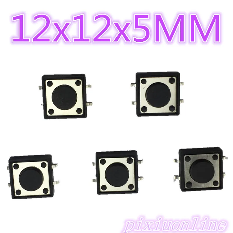 

G82 30pcs/lot 12x12x5MM 4PIN SMT Tactile Tact Push Button Micro Switch Self-reset DIP Top Copper