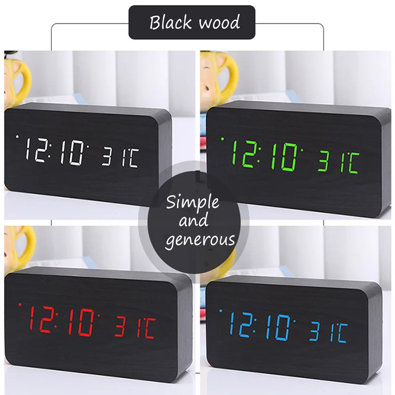 2017 цифровой светодио дный будильник Звук голосового Управление Питание от порта