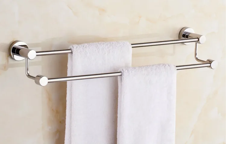 

Bathroom Towel Holder Stainless Steel Rack Double Pole Bath Hanging Bathroom Accessories Double Simple Towel Bar 60cm