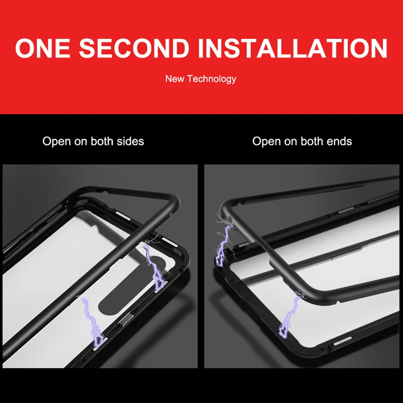 Case Huawei P20 Lite Magnetic Anti-knock Cover For Pro Aluminum Alloy Frame And Tempered Glass Back |