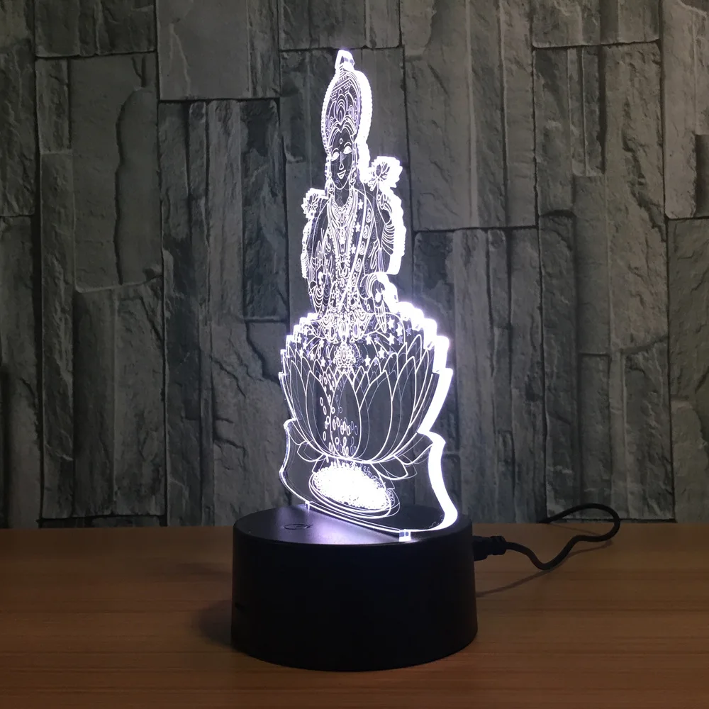 Ночная лампа Lotus Buddha с изменением цветов светодиодный светильник 3D для создания