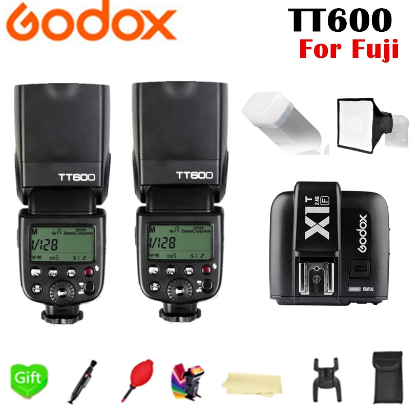 2X Godox TT600 TT600S GN60 2 4G Беспроводная X система TTL HSS Вспышка Speedlite + X1T-F триггер