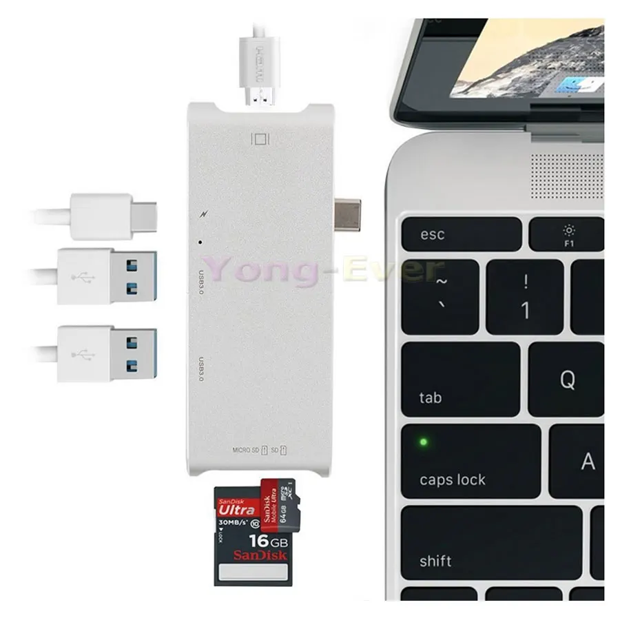 6 в 1 USB C Тип 3 концентратор ж/Тип Мощность доставки зарядная док станция с