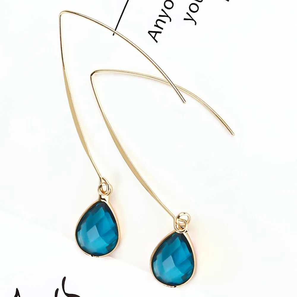 Boho корейские серьги, модные серьги в форме капли, висячие серьги с кристаллами для женщин,, крупное Золотое богемное ювелирное изделие, подарки