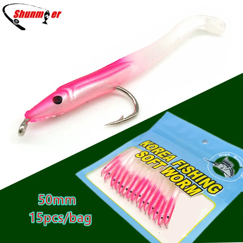 SUNMILE 15pcs 0.6g 50mm Eel Soft Lures baits Fishing Lure Pesca Peche Tackle Wobblers Fish Carp Leurre Souple Isca Artificial