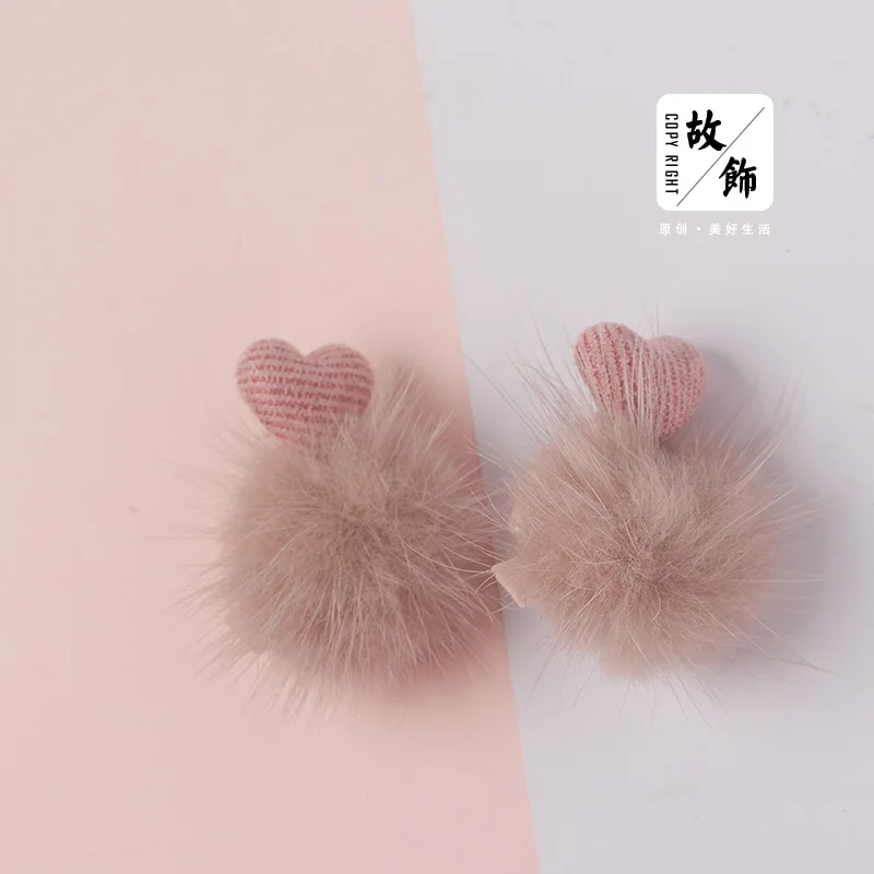 Принцесса сладкий Лолита Простой Любовь норка волосы серьги-бантики бархатные мягкие сестры Персик жемчужная цепочка ожерелье GSH139