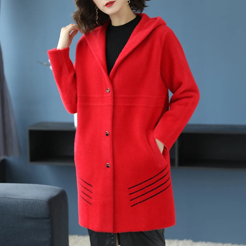 JANELUXURY Brand Women's Thicken Hooded Coat 2019 Autumn Winter New Hit Color Striped Casual Single-breasted Outerwear | Женская