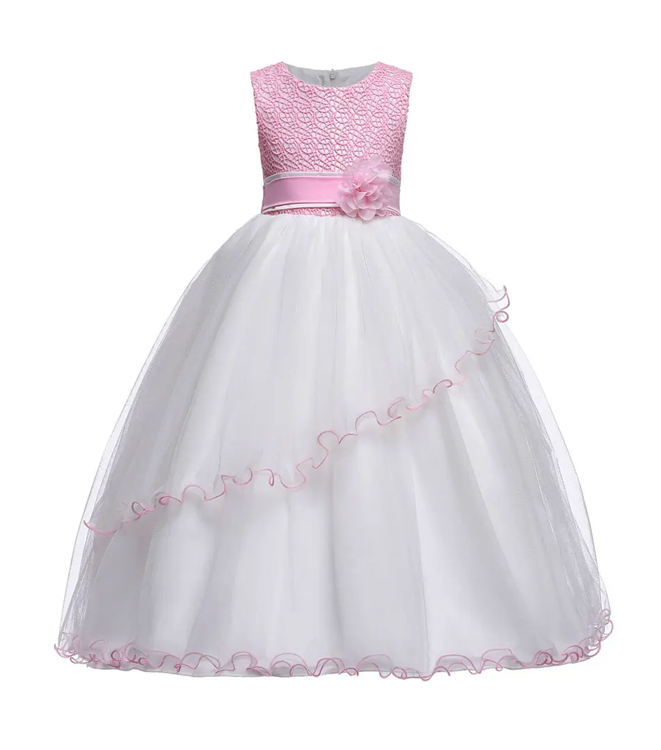 Teen girls lace Wedding gown Long elegant princess dress holiday ceremonial clothing sleeveless flower | Детская одежда и обувь