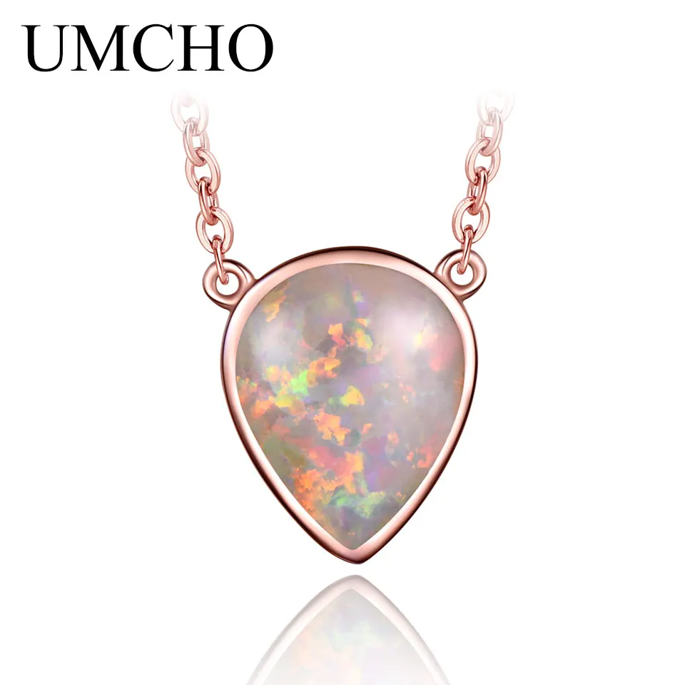 UMCHO 925 пробы серебряная капля опал цепочка ожерелье для женщин классическое с