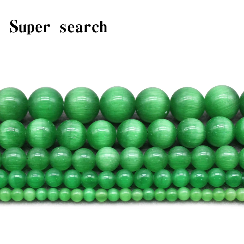

Green Cat Eye Beads 4/6/8/10/12MM Natural Glass String Loose Space Beads Opal DIY Charm Beads for Jewelry Making Bracelet