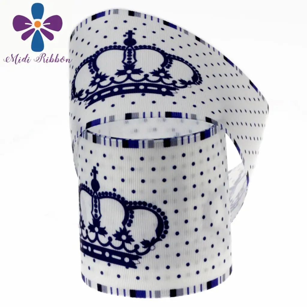 16mm-75mm Retro Check Crown Patterns Printed Grosgrain/Elastic Ribbon Hair Bowknots Making 50yards/roll | Дом и сад