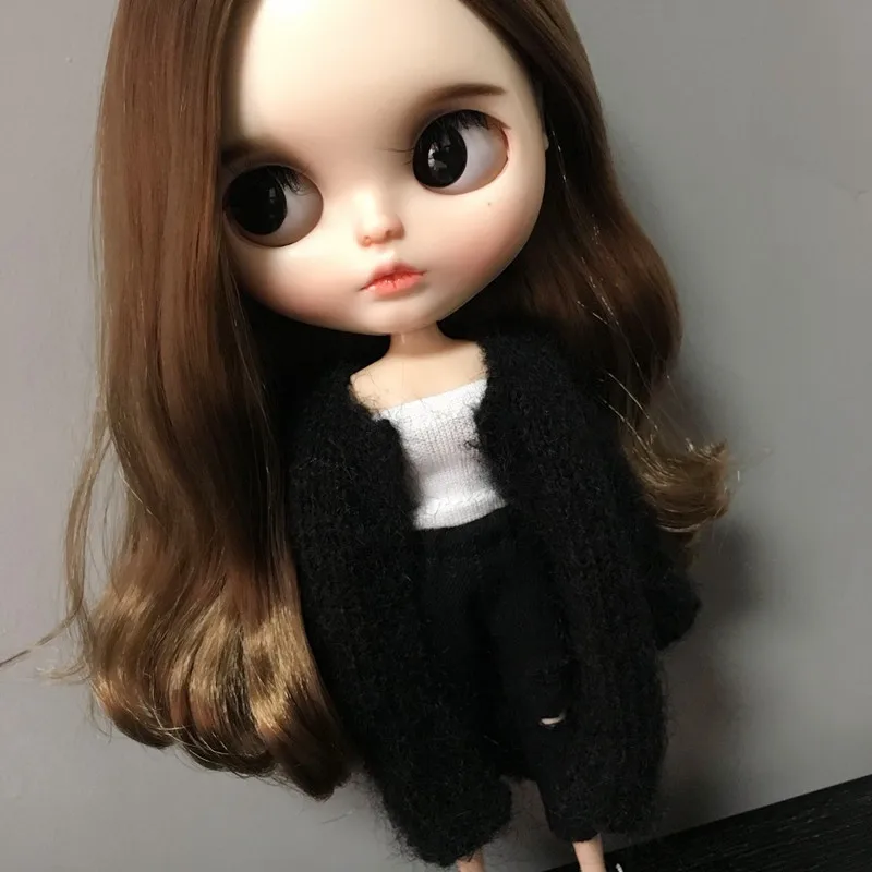 Новый 1 шт. черный длинный свитер ручной работы пальто для blyth licca azone ob24 ob27 Куклы