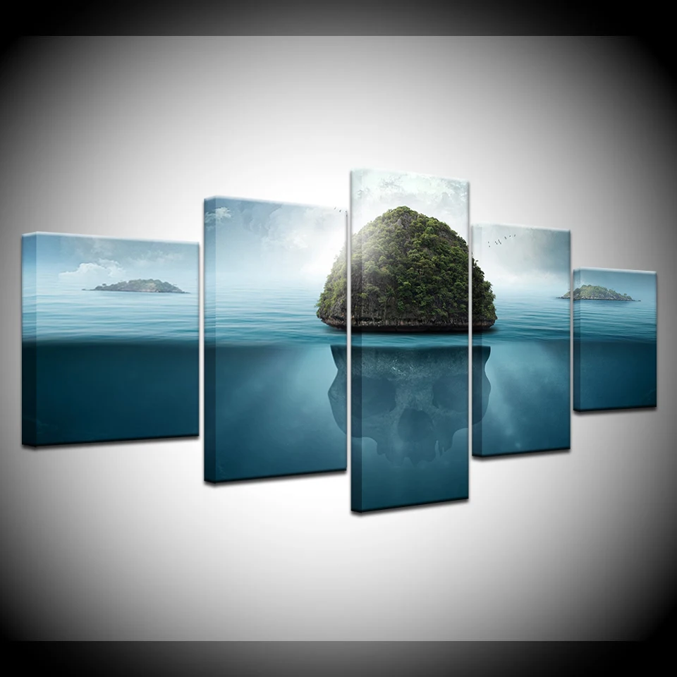 

Canvas Painting Sea tree in the blue sea 5 Pieces Wall Art Painting Modular Wallpapers Poster Print for living room Home Decor