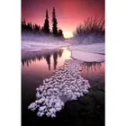 5D алмазная живопись сделай сам, снежный пейзаж, полноразмернаякруглая Алмазная Вышивка крестиком, Алмазная мозаика, кристальная картина на стену