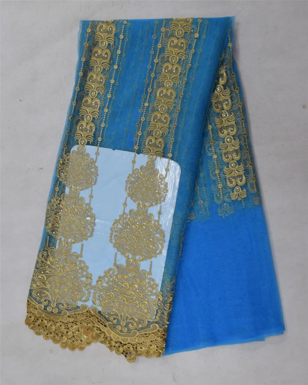 Африканские золотые Блестки Кружевной Ткани Полиэфирной Сетки Оптом