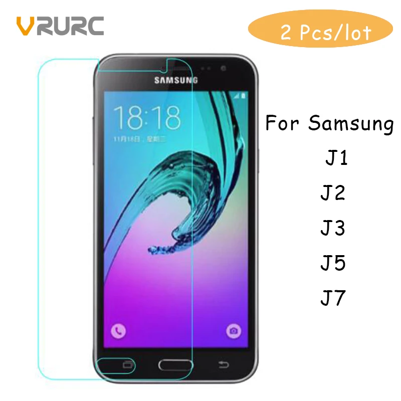 Vrurc 2 шт./лот Экран протектор для samsung Galaxy J1 J3 J7 J2 J5 премьер 2015 2016 закаленное Стекло J