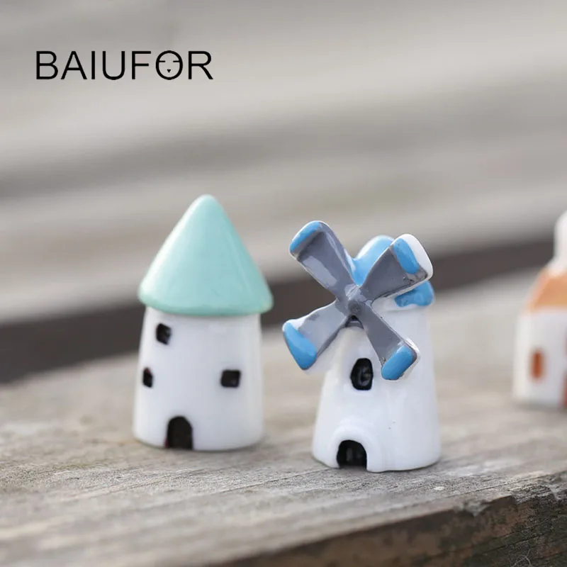 Мини хижина/замок/церковь/ветряная мельница дом мини садовое украшение