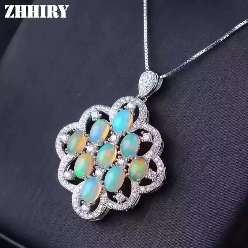 Женское Ожерелье с натуральным опалом ZHHIRY ювелирное изделие из стерлингового