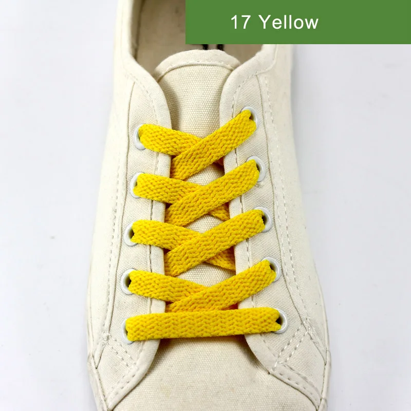 17 Yellow Новинка, 1 пара шнурков, плоские цветные светодиодные шнурки для обуви, модная парусиновая обувь, цветные шнурки для мальчиков и девочек, длина шнурка: 60-200 см - Цвет: 17 Yellow