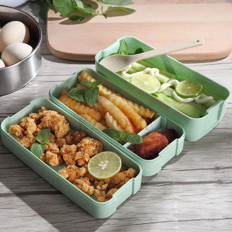 Трехслойная коробка для ланча Bento герметичный контейнер хранения еды готовый