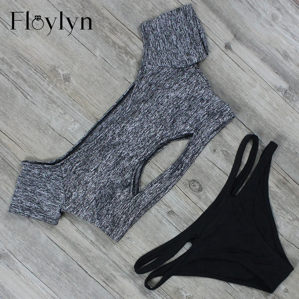Floylyn сексуальный Бразильский бикини с коротким рукавом полый Купальник для