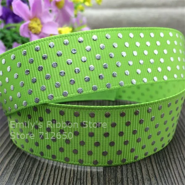 550 apple green Новое прибытие 7/8 ''22 мм Серебряный горошек Горячая Печатью полушерстяной лентой одежда diy Хлебобулочные лук подарок Обёрточная бумага 10 размеров - Цвет: 550 apple green