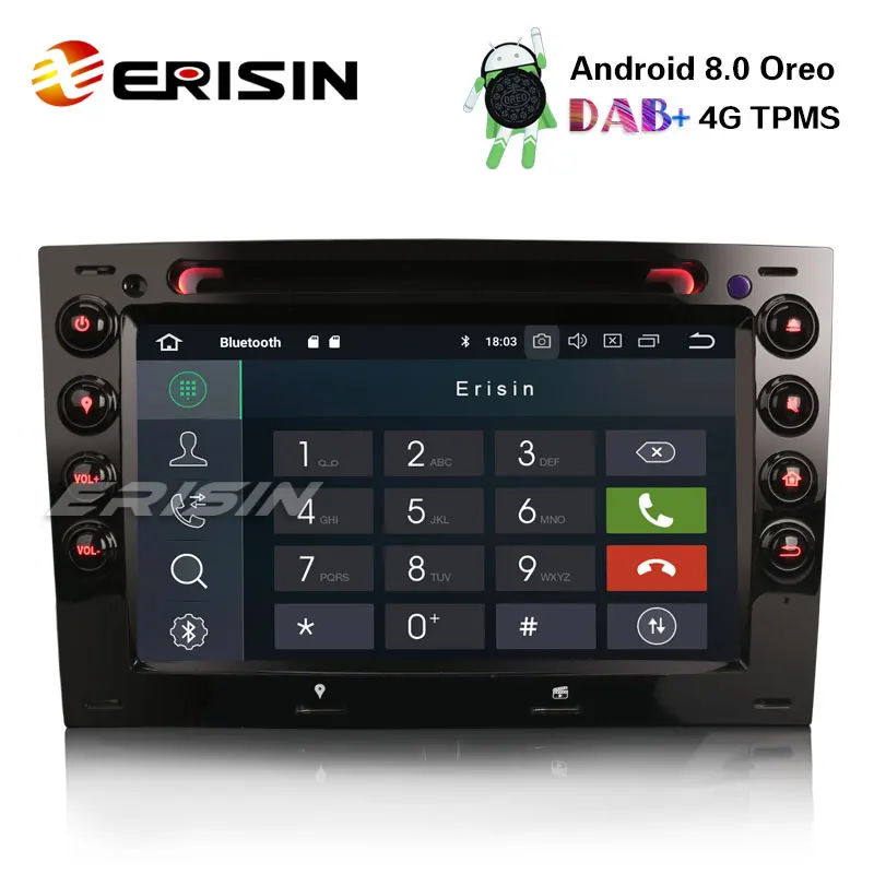 Erisin ES7813M 7 &quotAndroid 8 0 Автомобильная Стерео gps система DVD DAB + радио 4G WiFi TPMS для RENAULT MEGANE